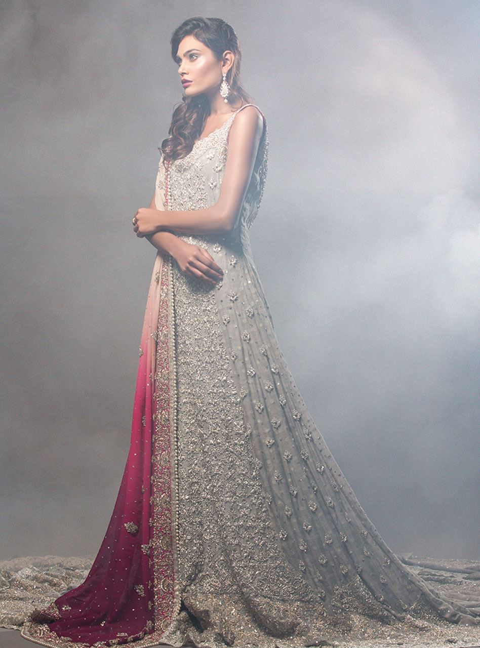 Ash Grey Fully Embellished Dress