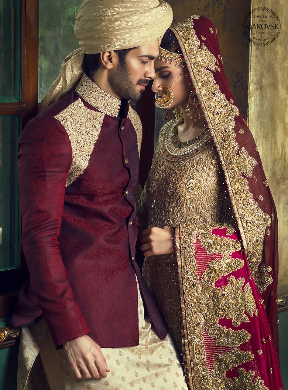 Gold Peplum With Gradient Maroon Dupatta