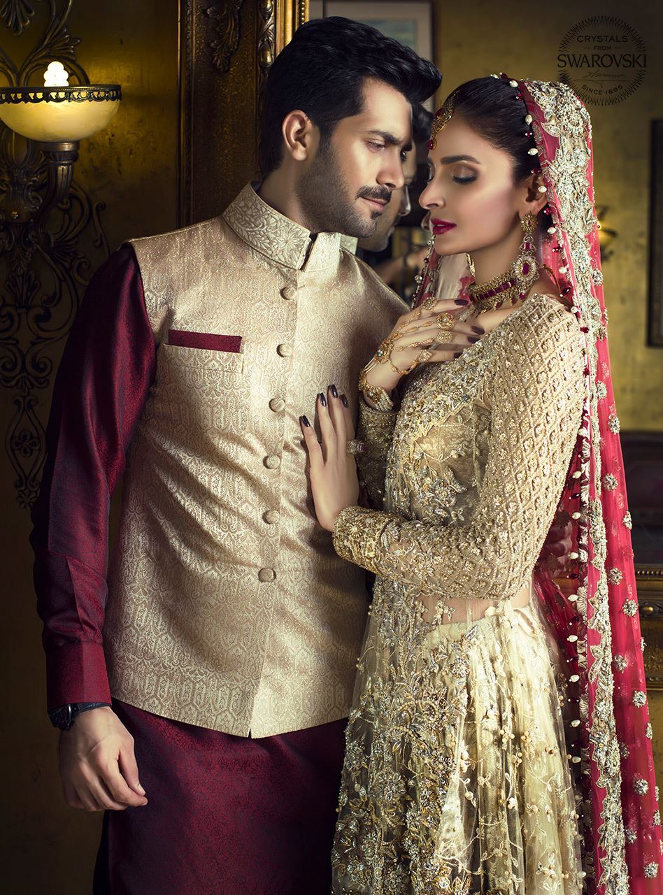 Gold Angarkha With Melon Pink Dupatta