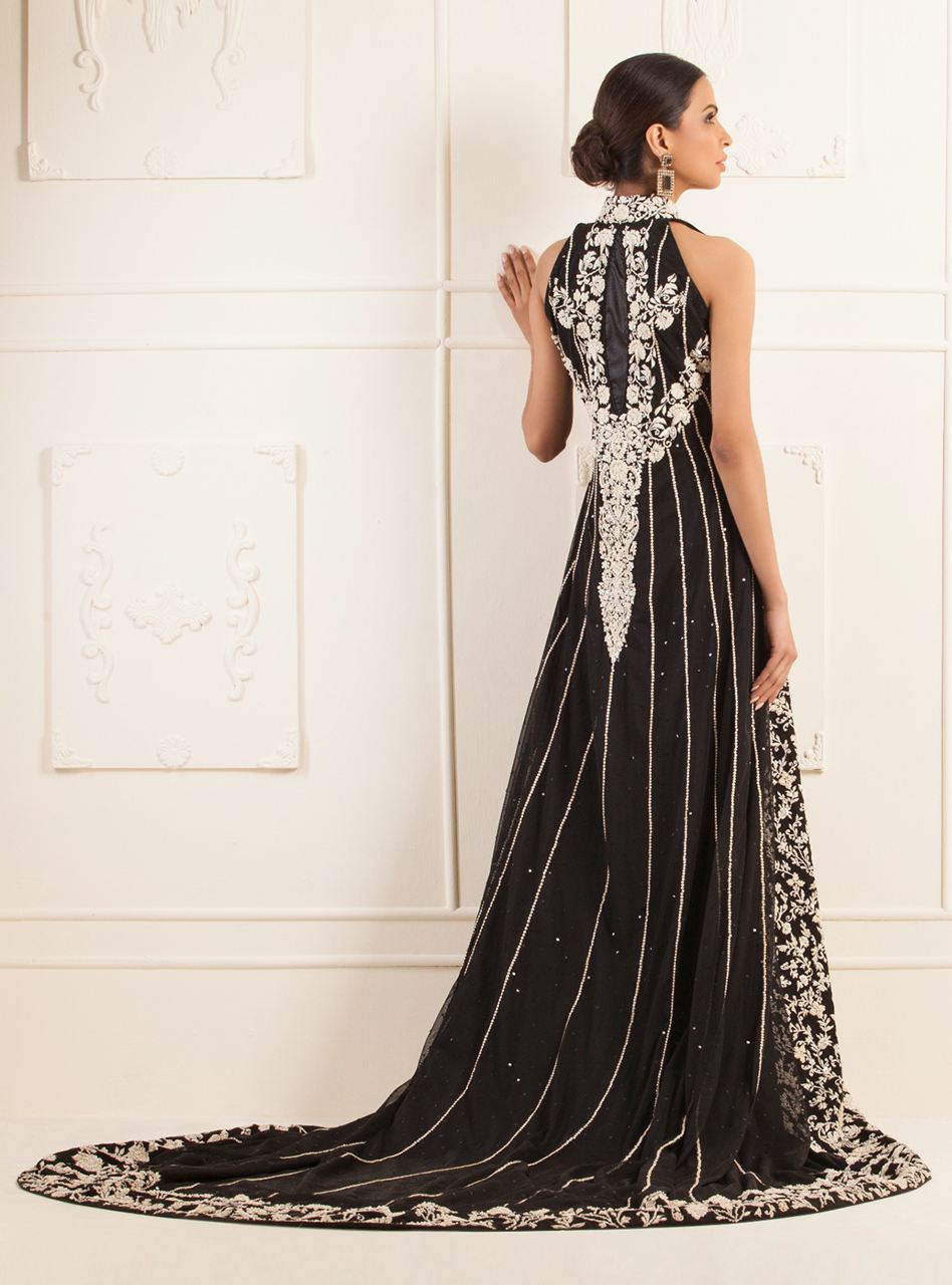 Front Open Black Dress