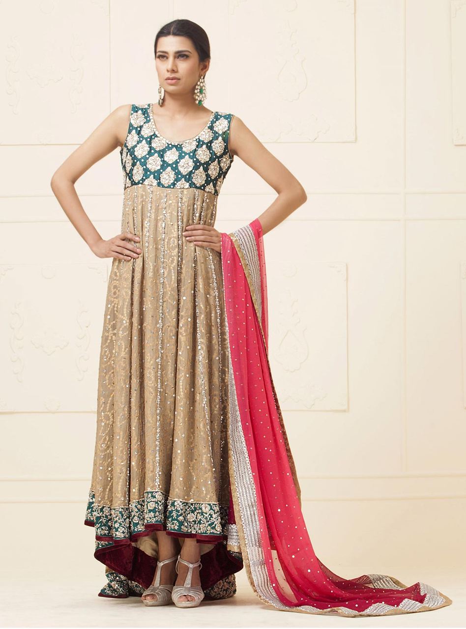 Beige Khadi Net Dress