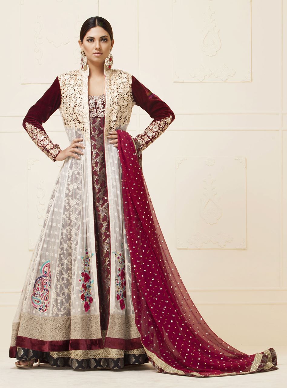 White Floor Length Net Paneled Dress