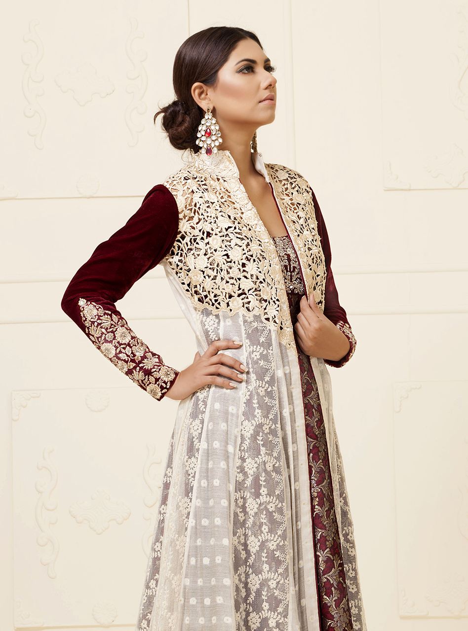 White Floor Length Net Paneled Dress