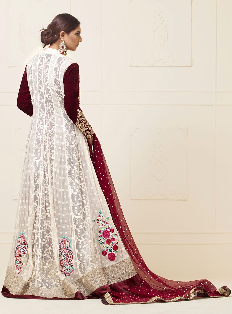 White Floor Length Net Paneled Dress
