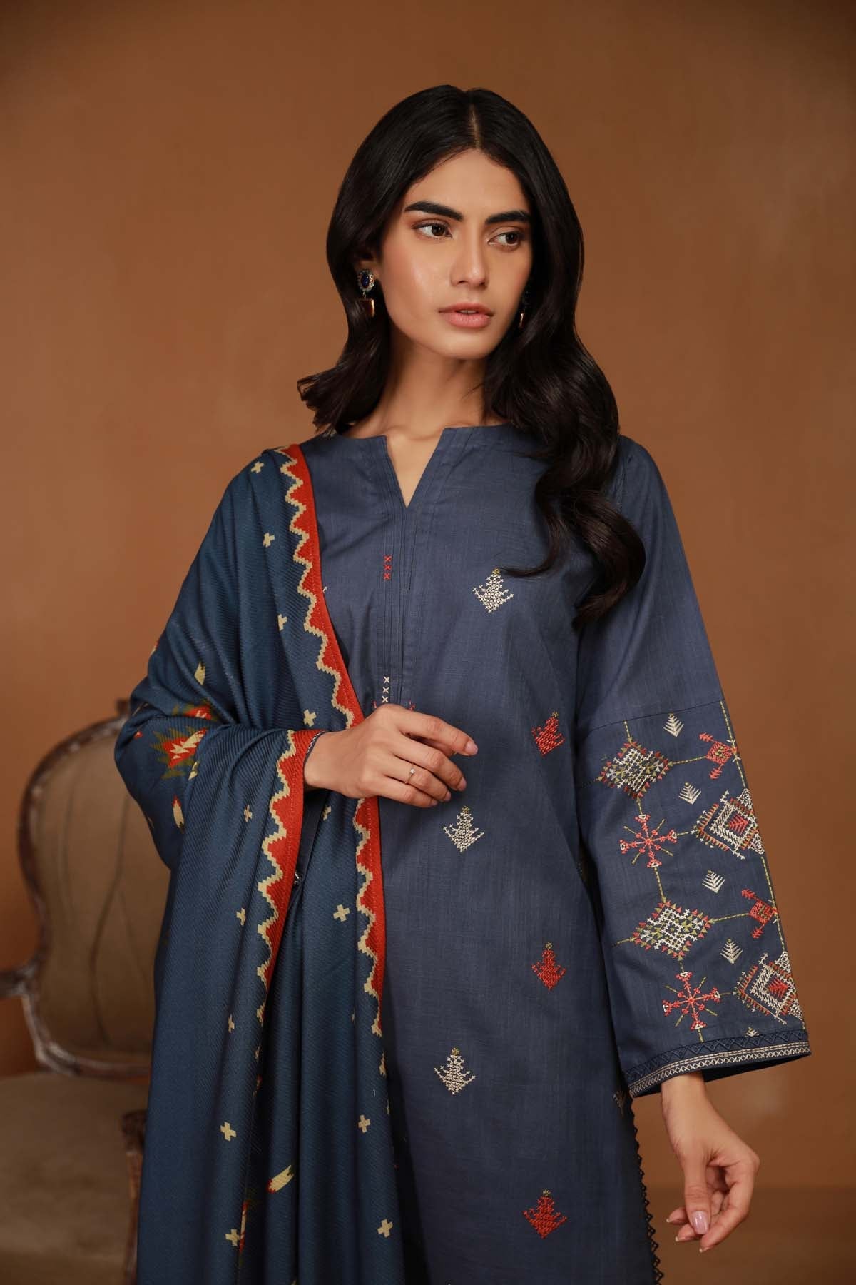 Embroidered Chiffon Fabric (2Pcs) | LF-913