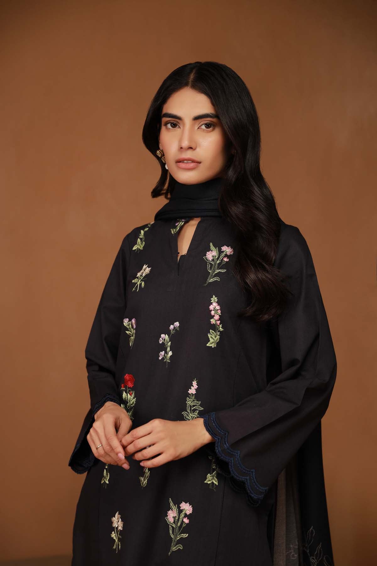 3 Piece Embroidered PK Raw Silk Suit