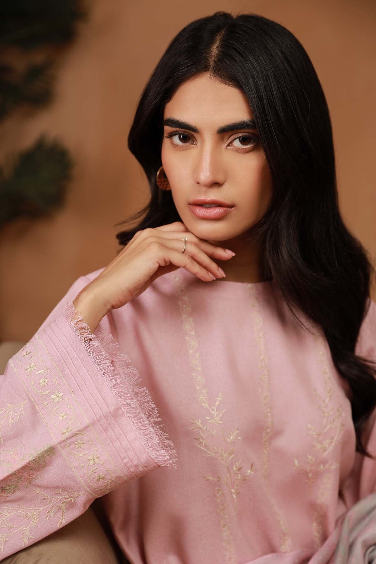 3 Piece Embroidered Chiffon Suit | MCS-25-105