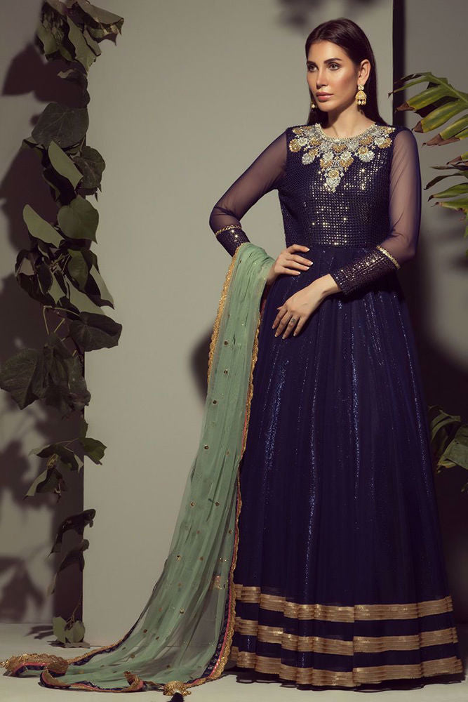 Blue net gown