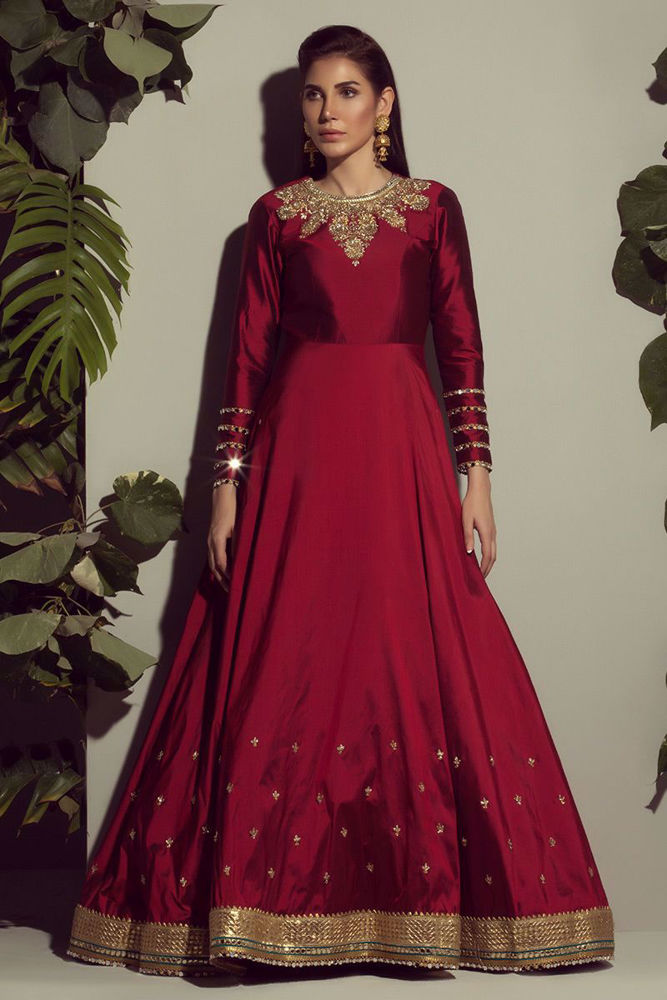 Maroon silk gown