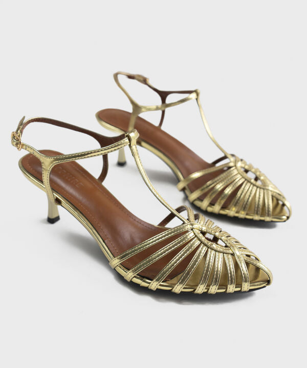 GOLD KITTEN HEELS