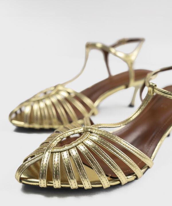 GOLD KITTEN HEELS