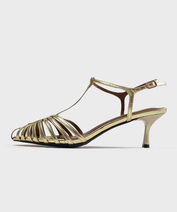 GOLD KITTEN HEELS