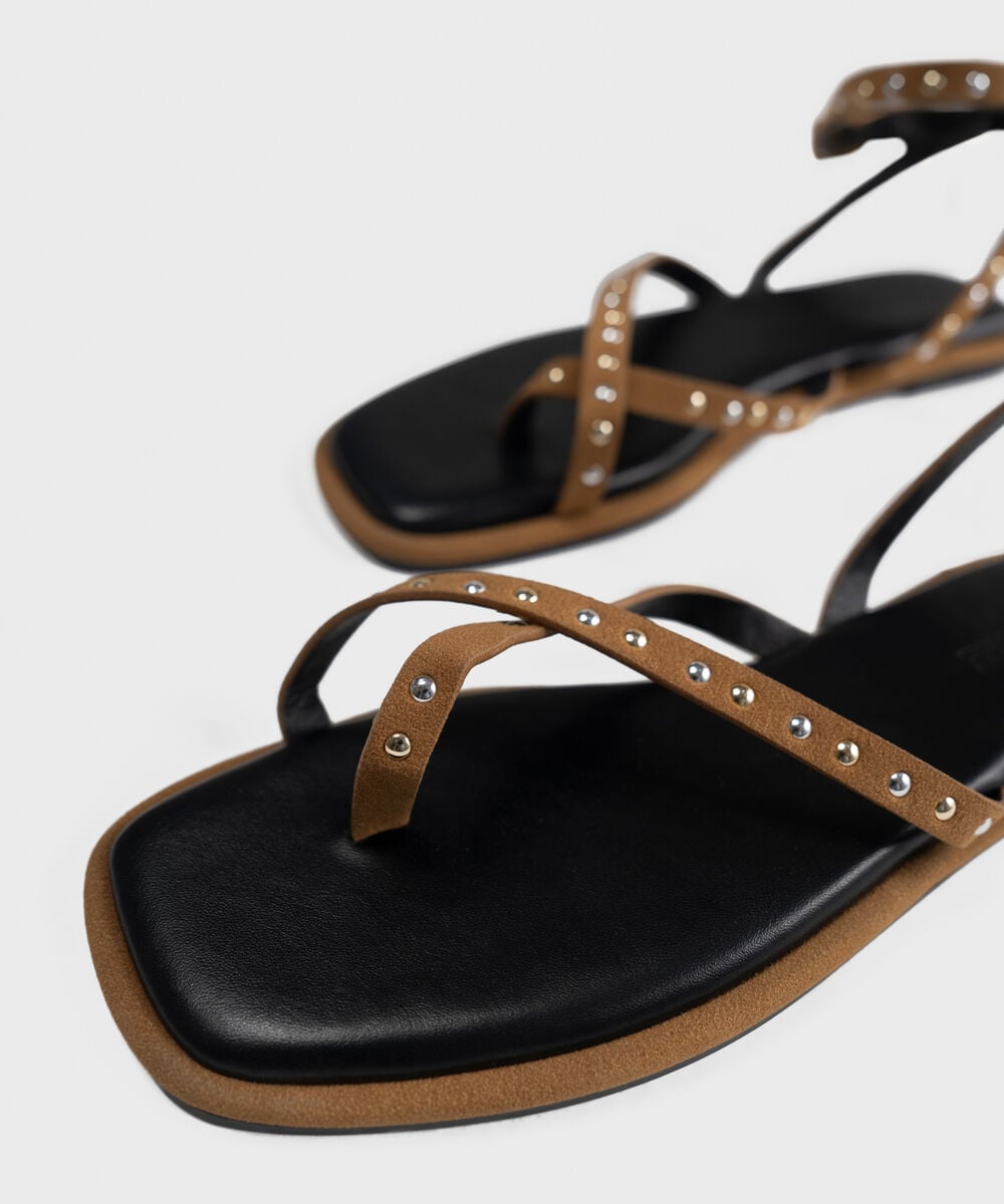 BROWN STUDDED SANDALS 0000SL260011