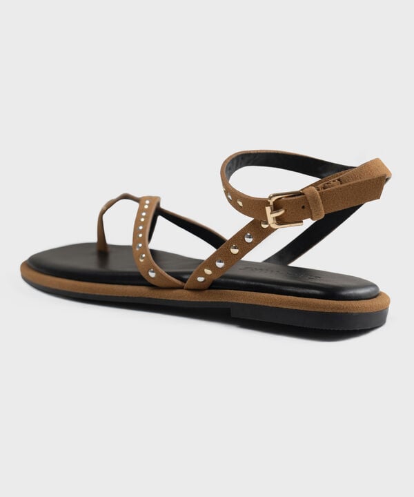 BROWN STUDDED SANDALS