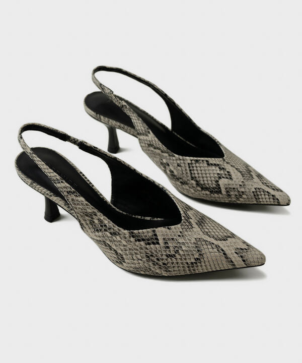 Snake Print Slingback Heels