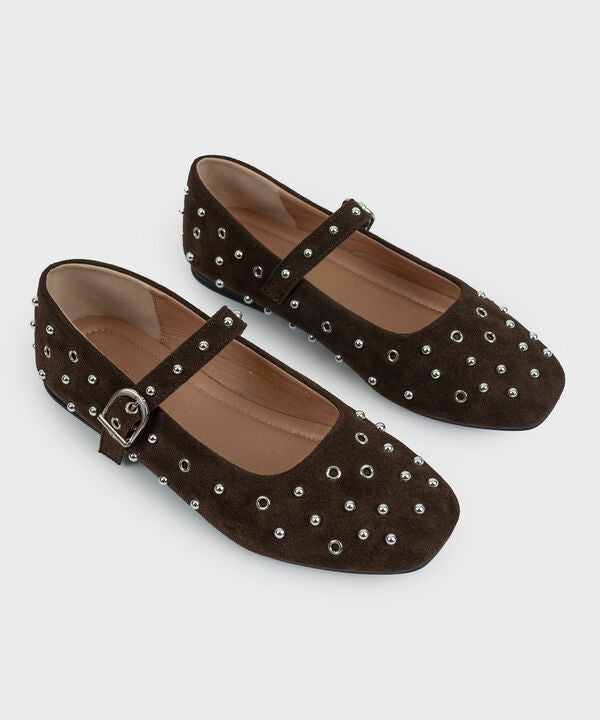 STUDDED BALLERINA FLATS