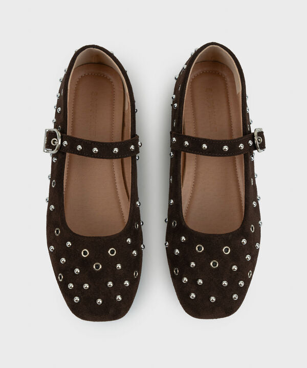STUDDED BALLERINA FLATS