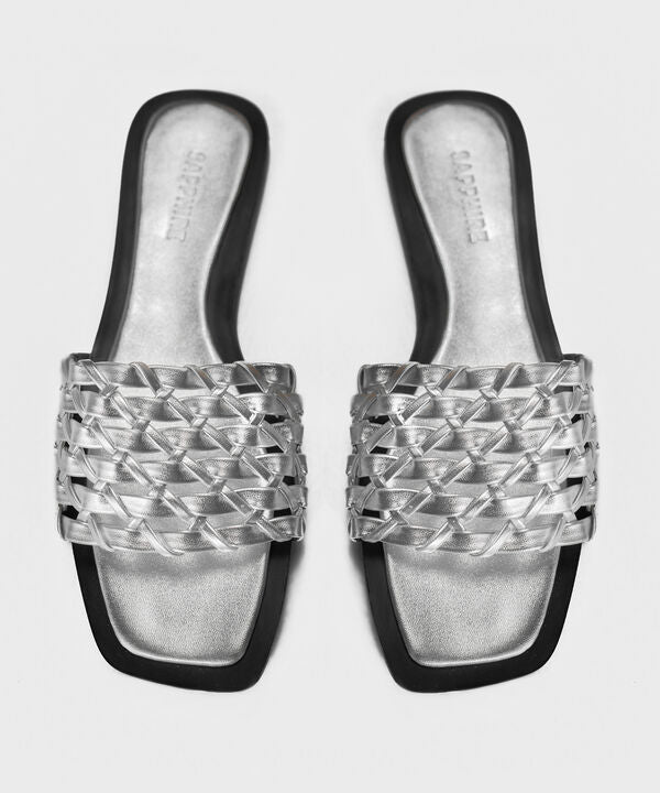 SILVER BRAIDED SANDALS