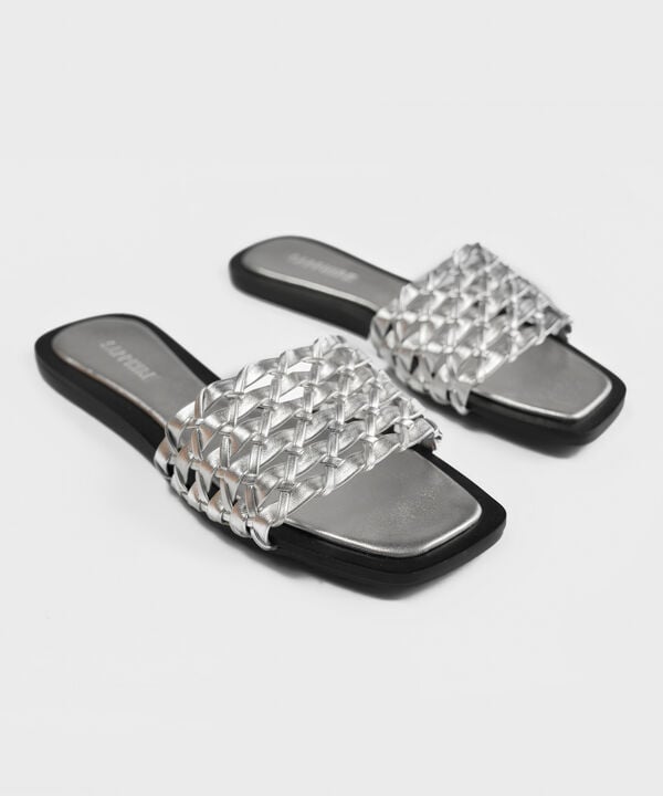 SILVER BRAIDED SANDALS