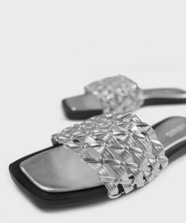 SILVER BRAIDED SANDALS