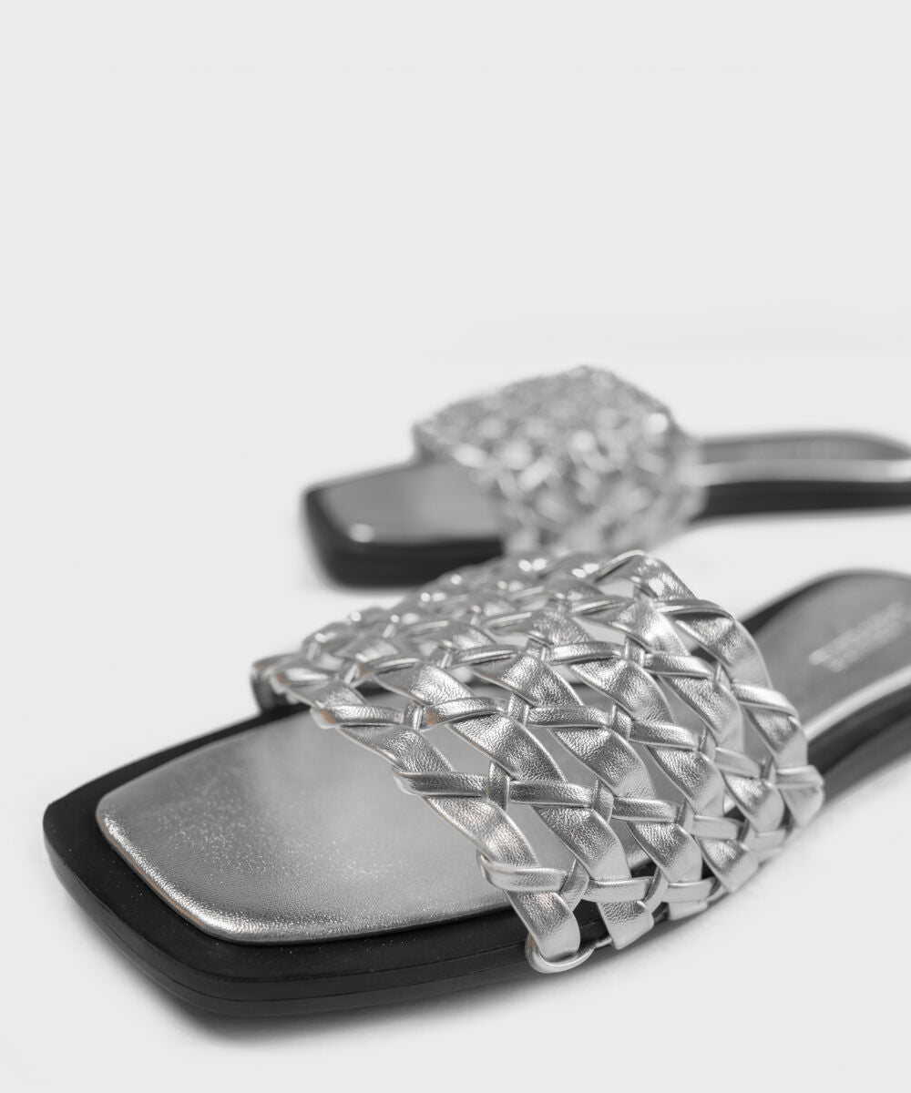 SILVER BRAIDED SANDALS 0000SL260036