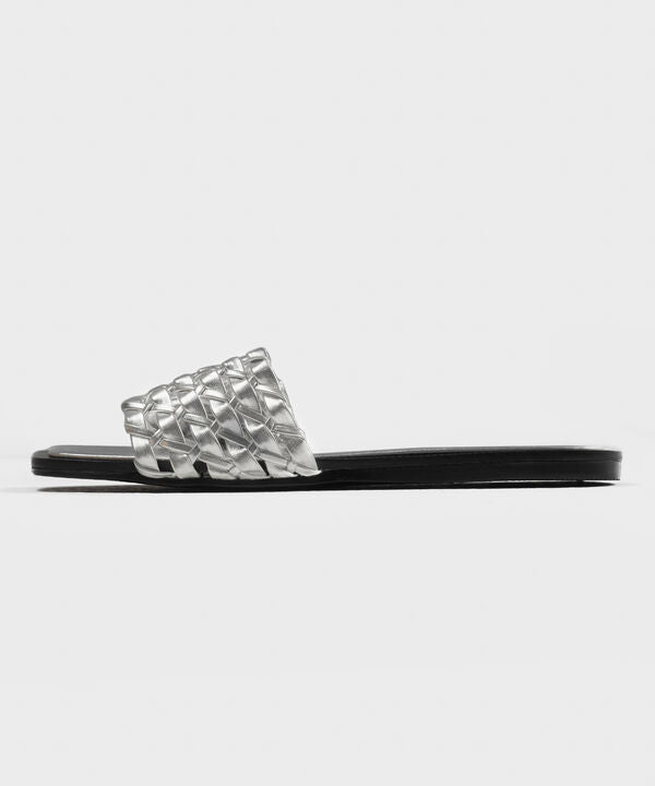 SILVER BRAIDED SANDALS