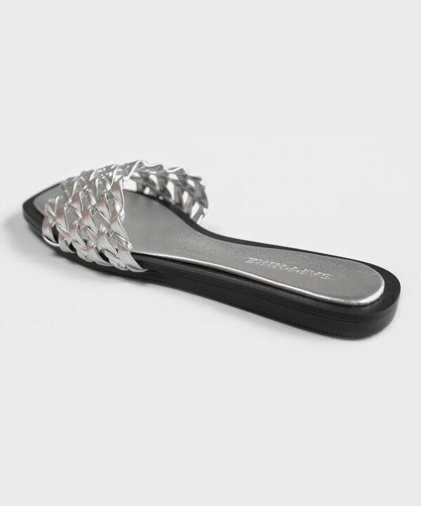 SILVER BRAIDED SANDALS