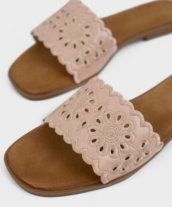 Pink Embroidered Flats