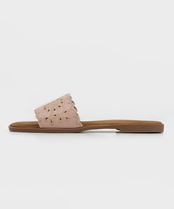 Pink Embroidered Flats