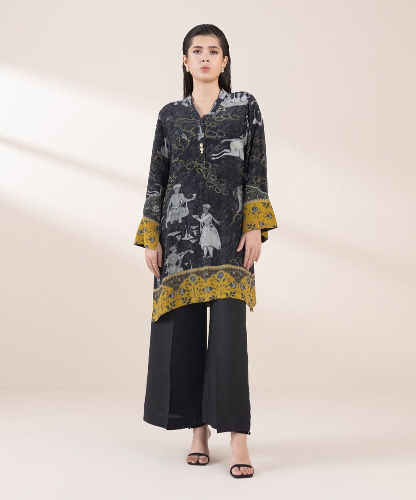 2 Piece - Printed Silk Suit