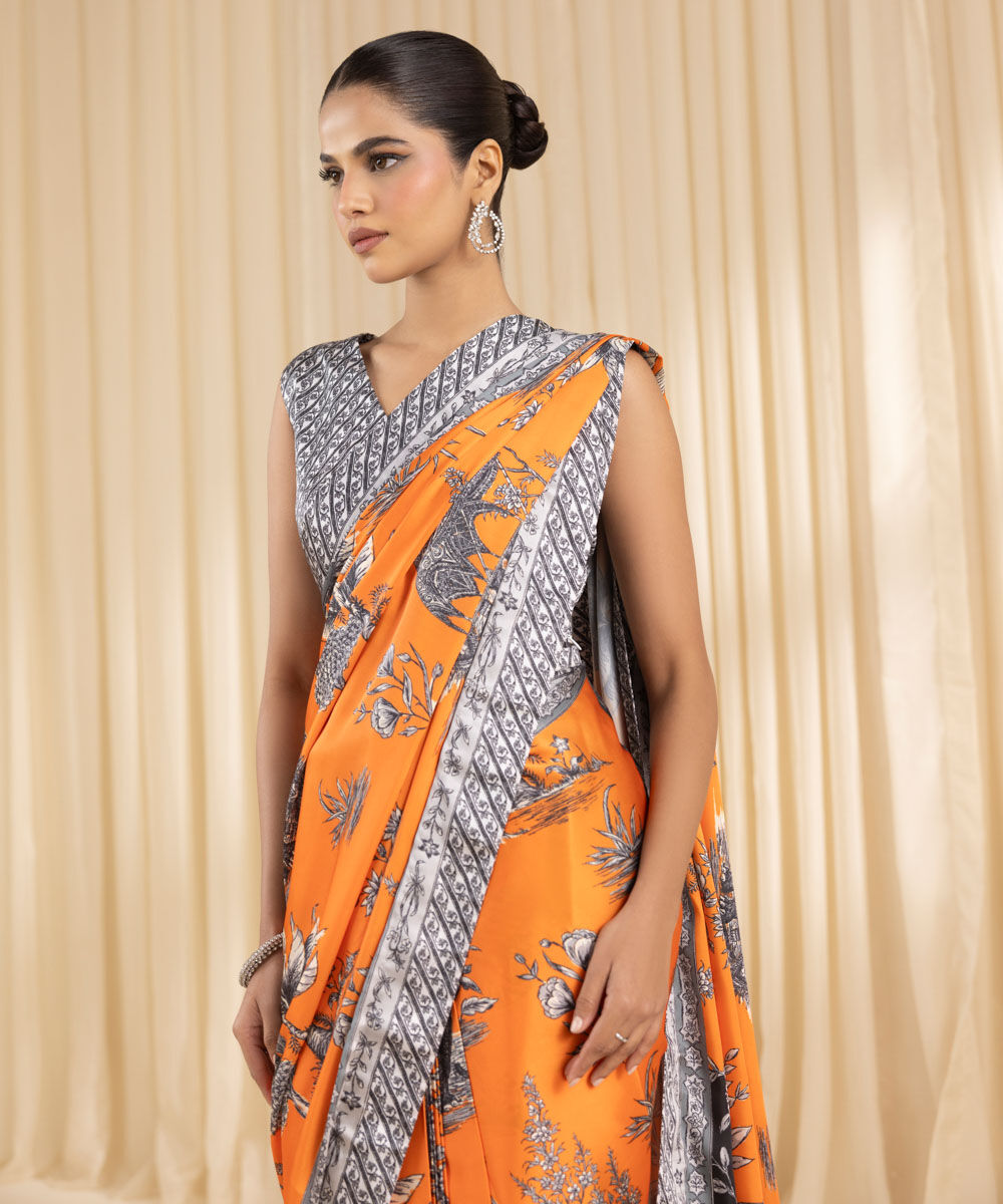 Printed Satin Saree