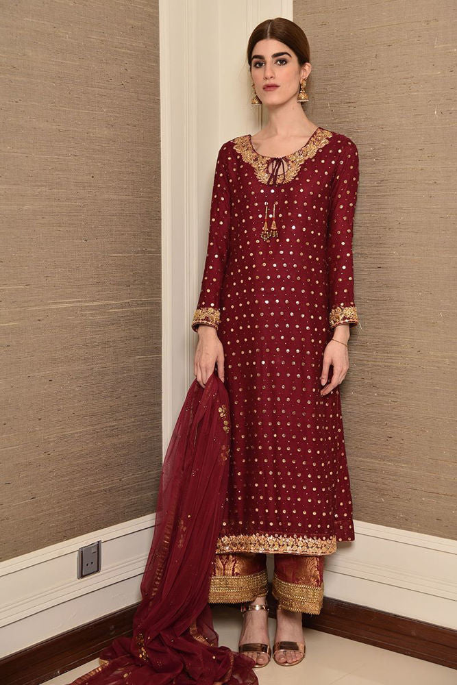 Crimson love Shirt and Dupatta With Pants
