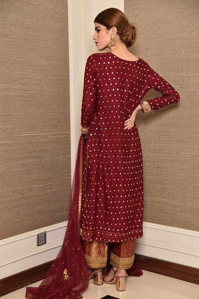 Crimson love Shirt and Dupatta With Pants