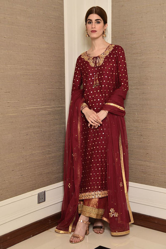 Crimson love Shirt and Dupatta With Pants