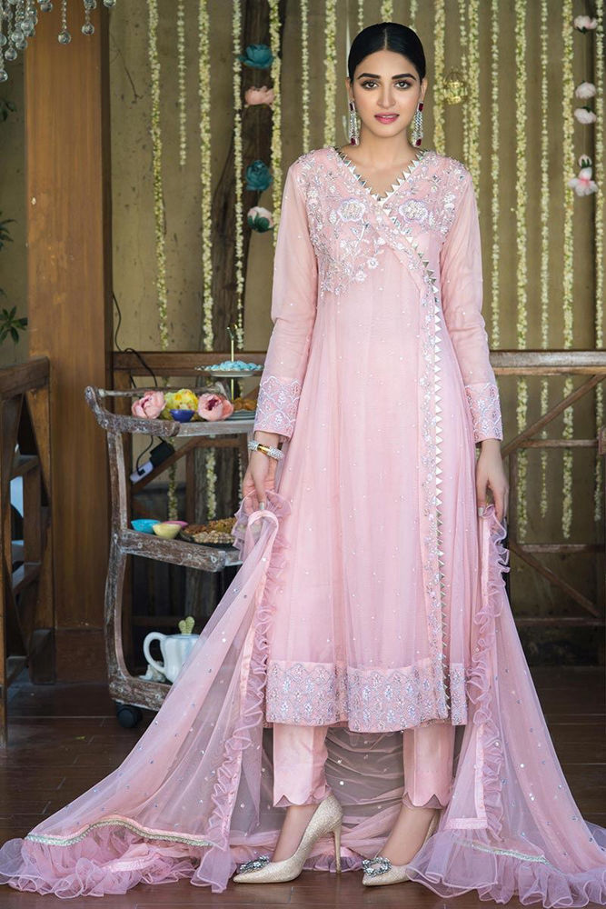 Powder pink angarkha