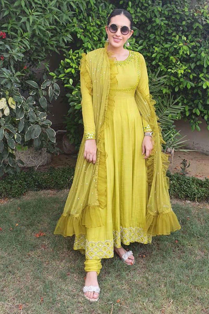 Lime peel with Fine Embroidery | Ansab Jahangir