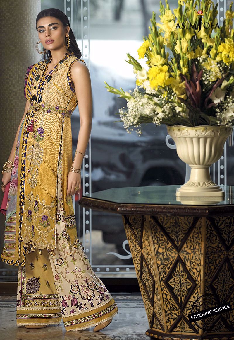 AJL-2A Printed EMBROIDERED Unstitched 3Pcs