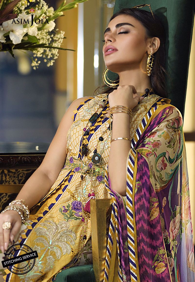 AJL-2A Printed EMBROIDERED Unstitched 3Pcs