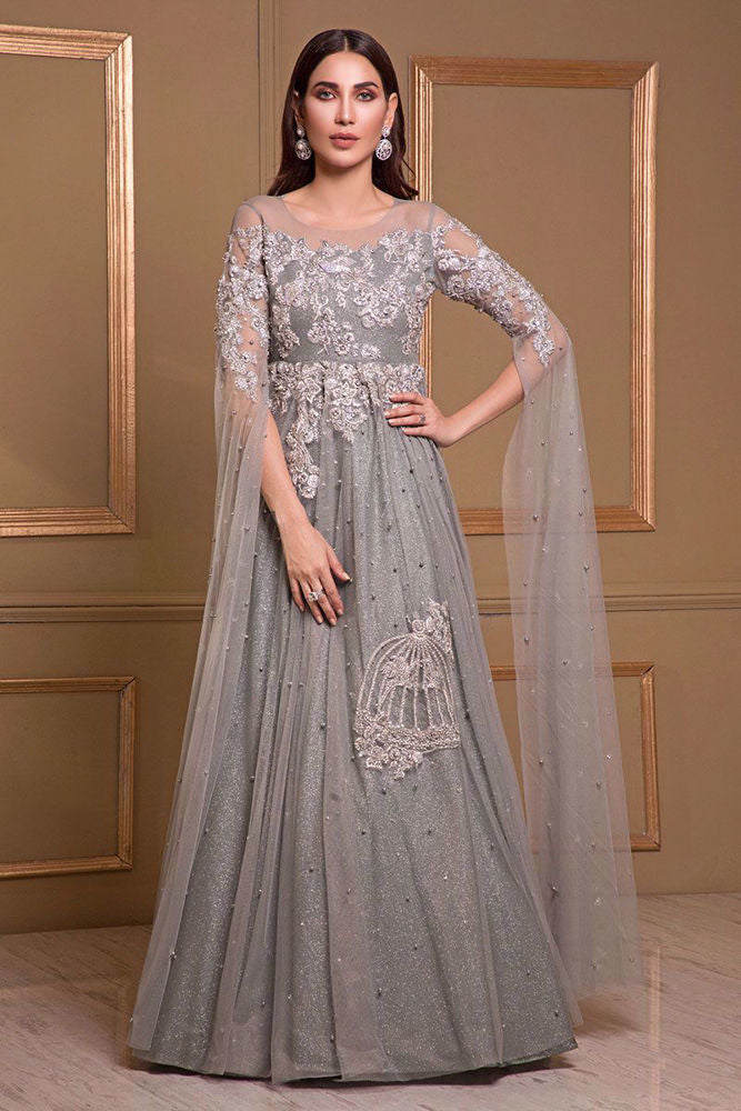 Grey net gown