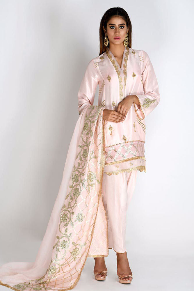 Peach Raw Silk Top
