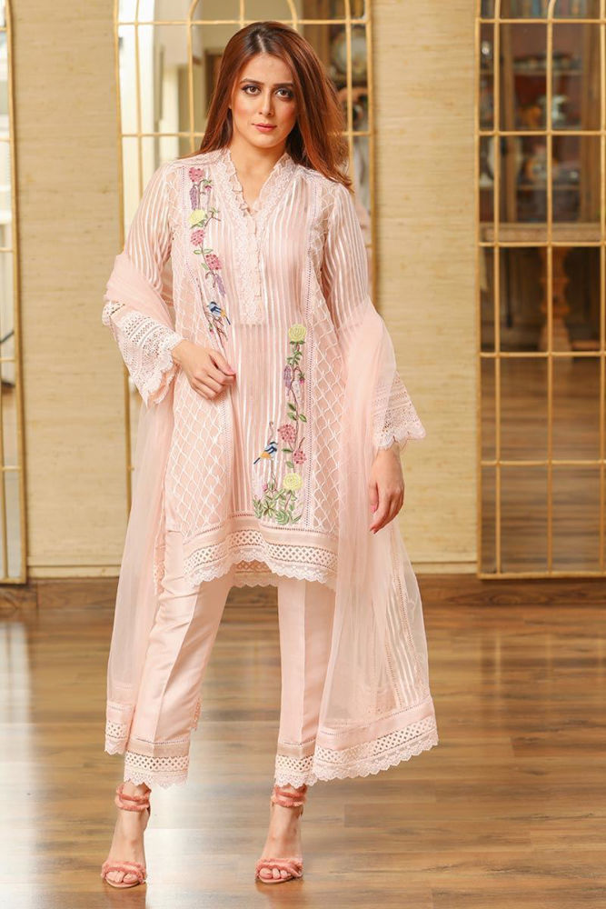 Trellis organza pink