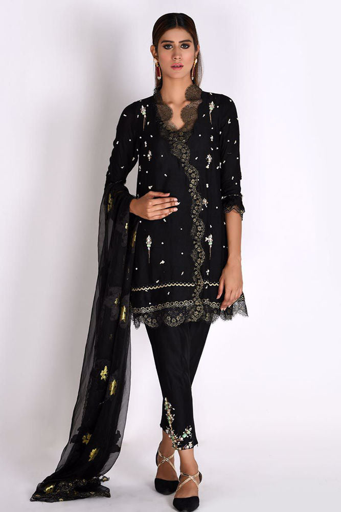 Black Khadi Scallop Shirt