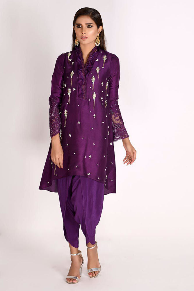 Purple Raw Silk Top