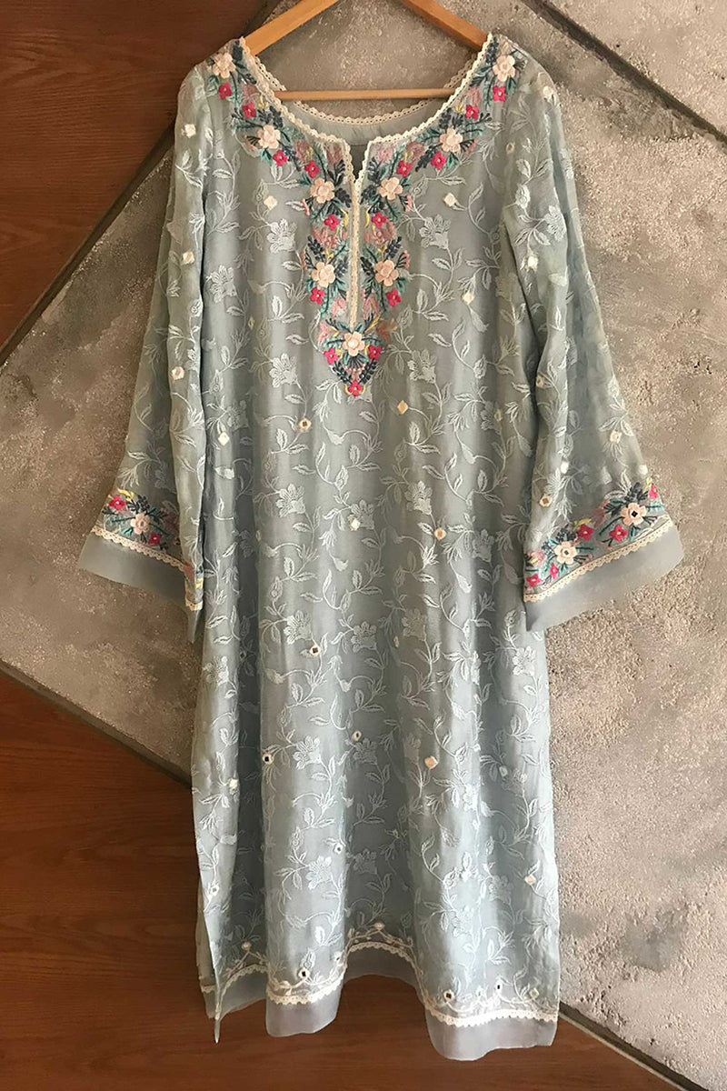 Floral Embroidery With Mirror Work