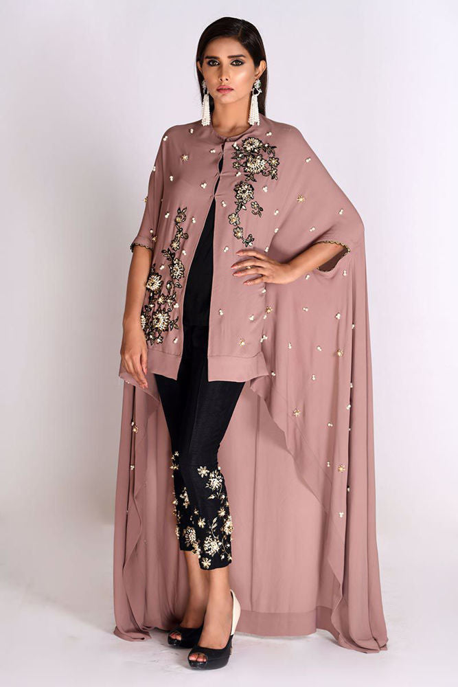 Georgette Asymmetrical Cape Rose