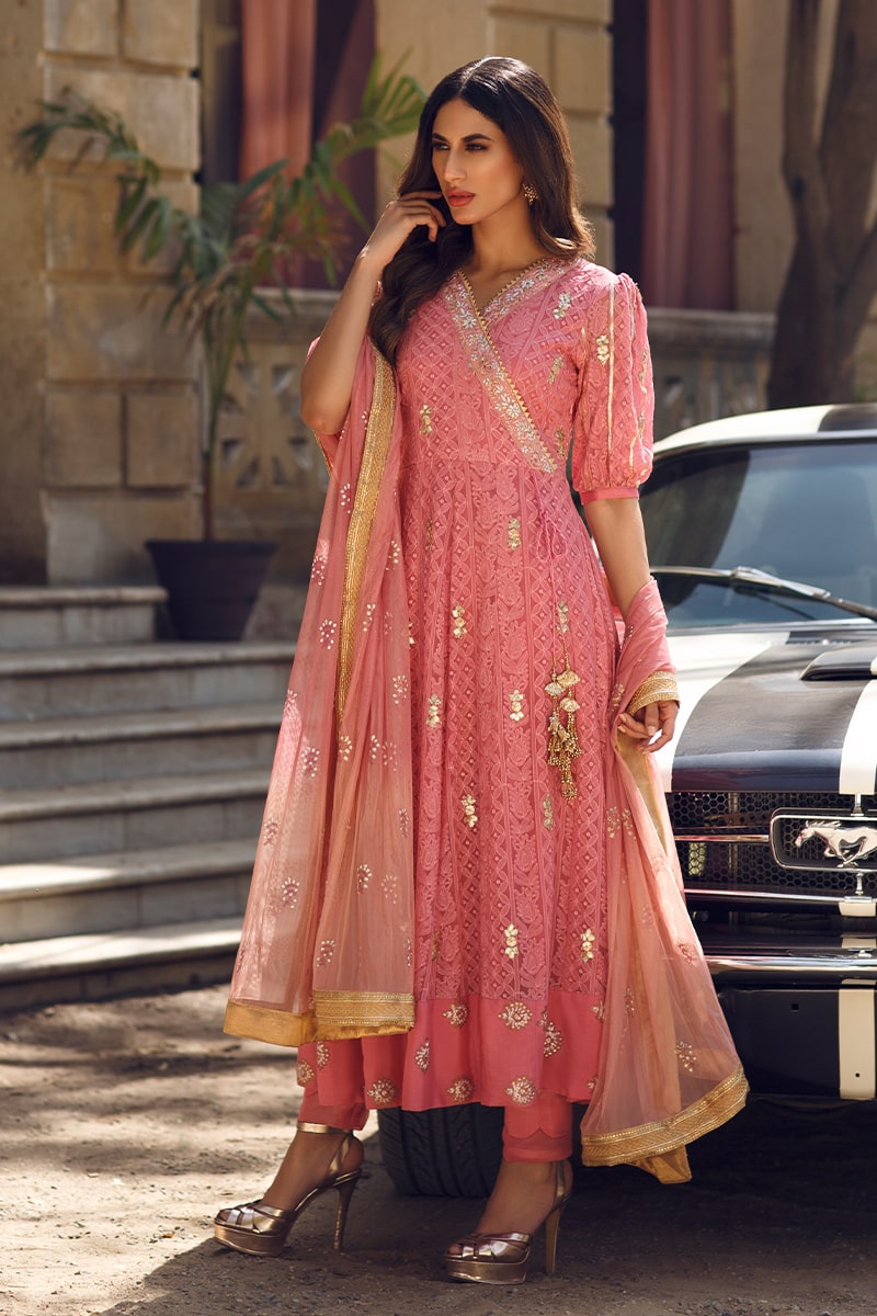 Lotus Angarkha and Dupatta With Pants