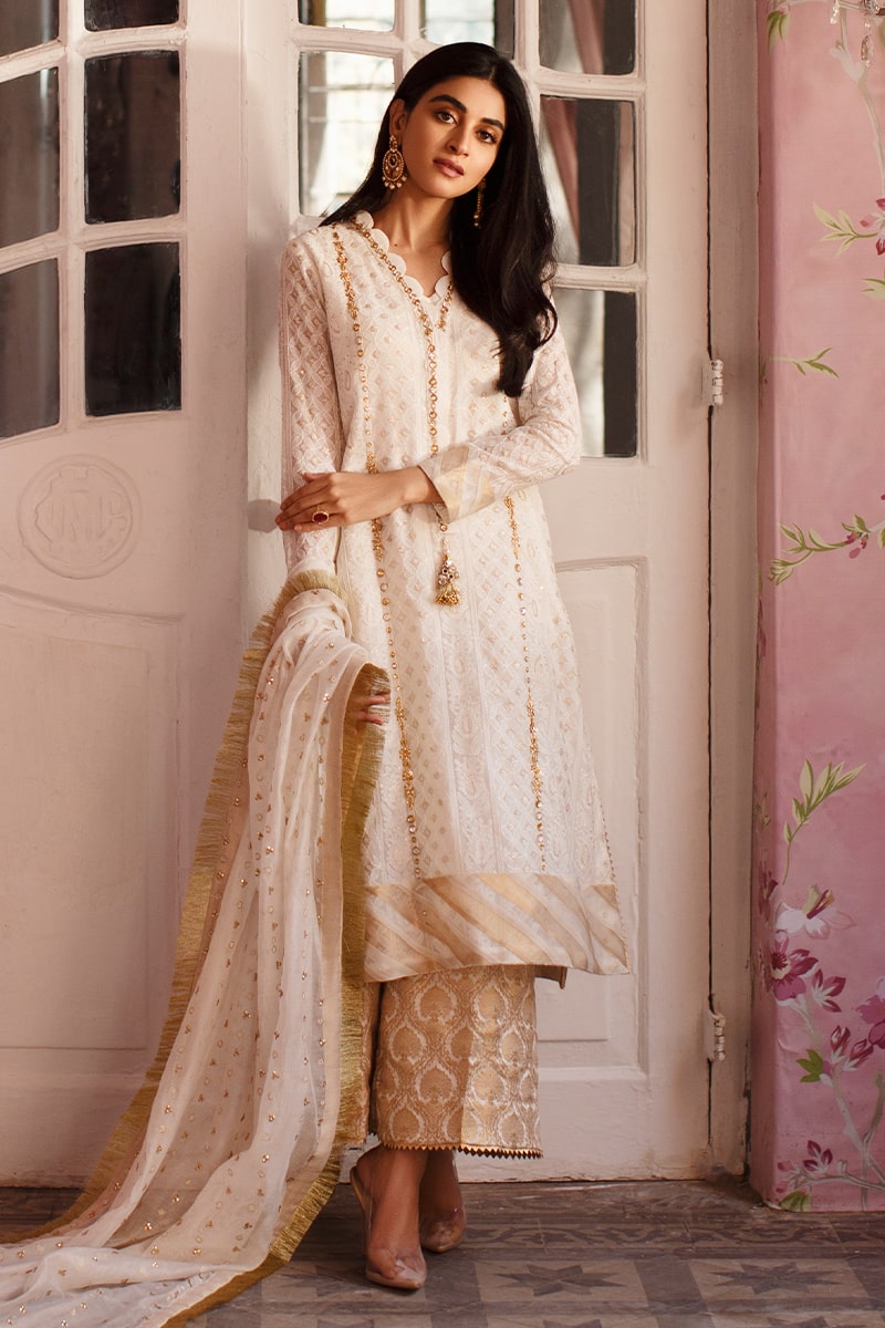 Orchid Shirt and Dupatta With Pants