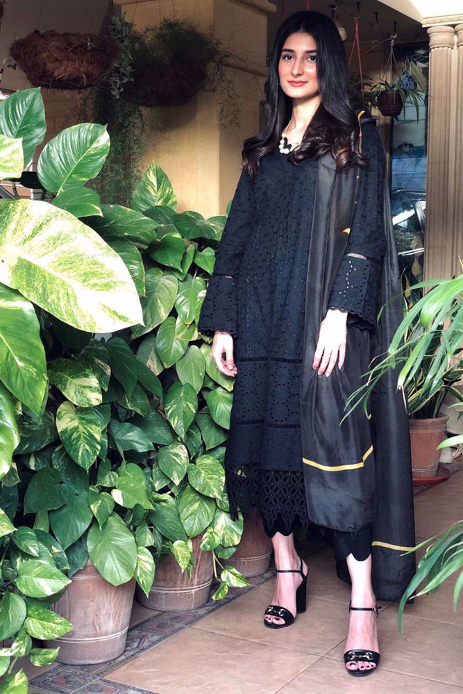 Midnight Melody Black Shirt and Dupatta With Pants