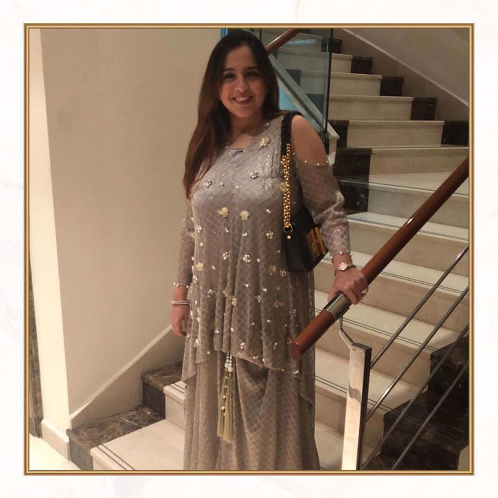 Sabeen Salman is all smiles donning this stunning Rozina Munib ensemble