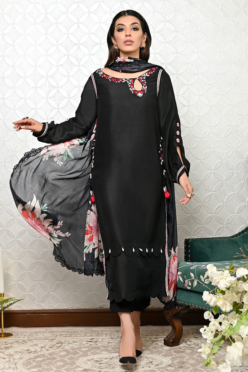 Palawan Black Raw Silk
